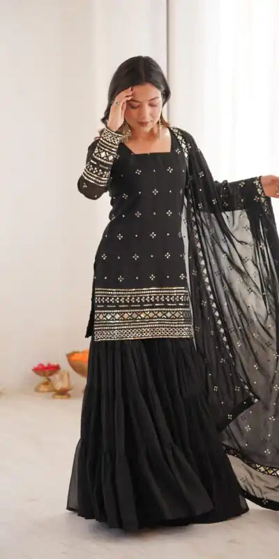 Kavya Black Pure Georgette Sequence Work Salwar Suit