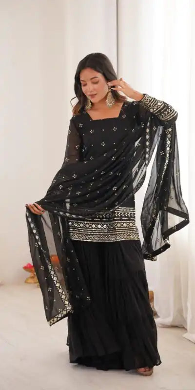 Kavya Black Pure Georgette Sequence Work Salwar Suit