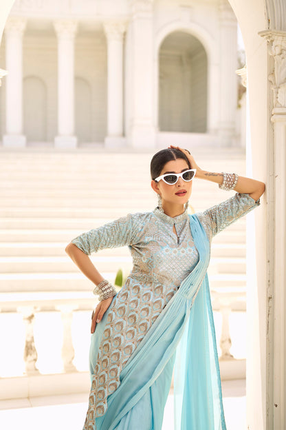 Sitara Trending Ready To Wear Stylist Blouse Drape Saree