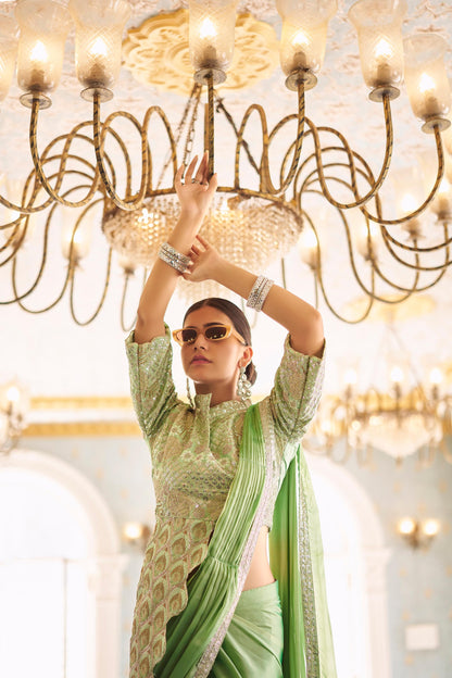 Sitara Trending Ready To Wear Stylist Blouse Drape Saree