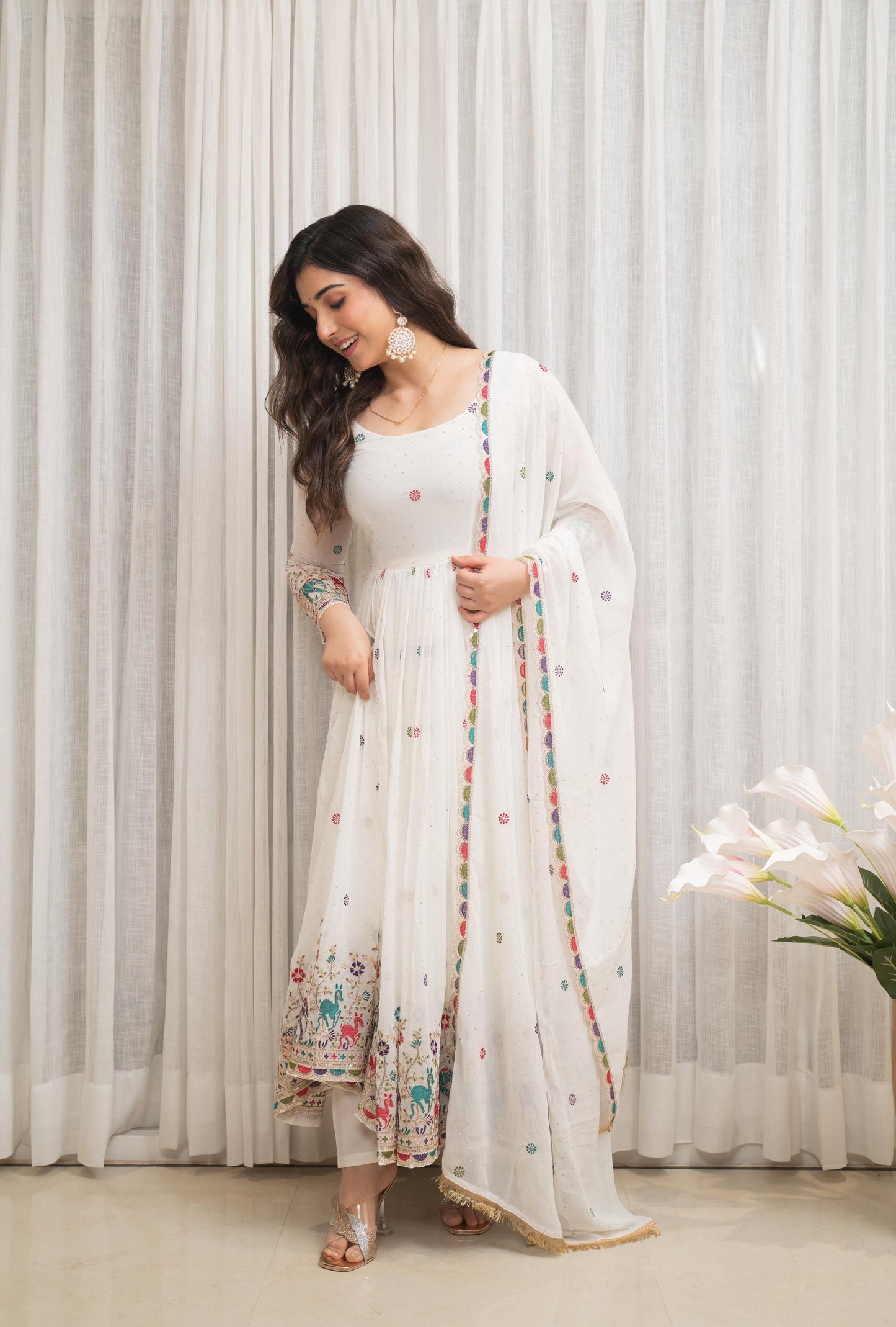 Pearl Glow Embroidered Suit Set