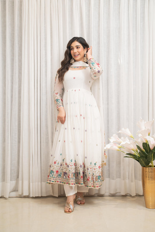 Pearl Glow Embroidered Suit Set
