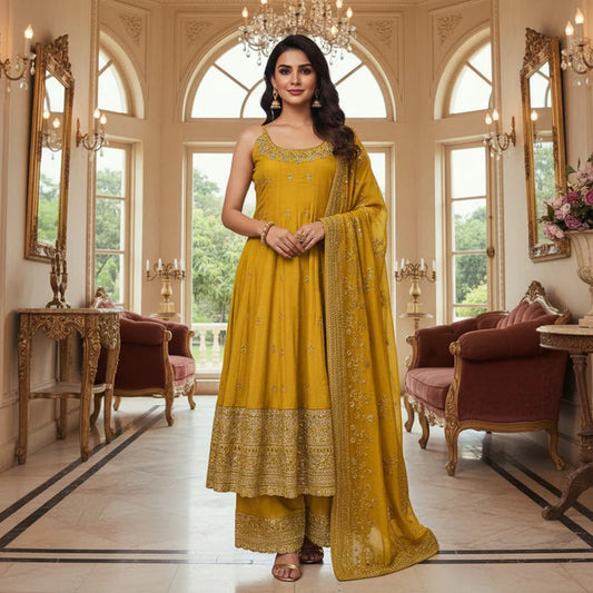Alveera Premium Quality Mustard Yellow Suit Set