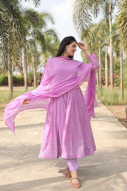 Preksha Purple Anarkali Suit Set