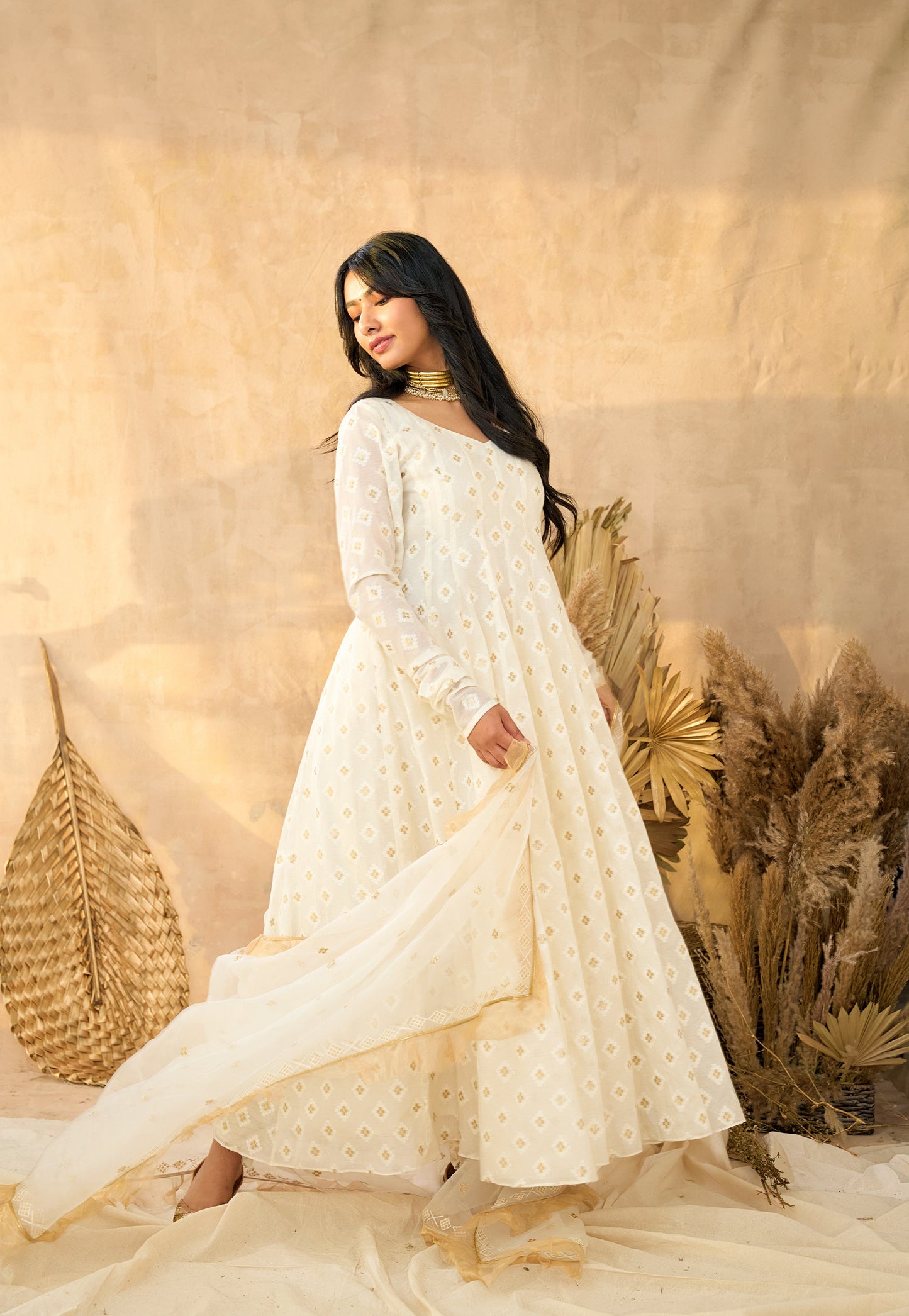 Afsana Bloom Faux Blooming Embroidered Anarkali Gown