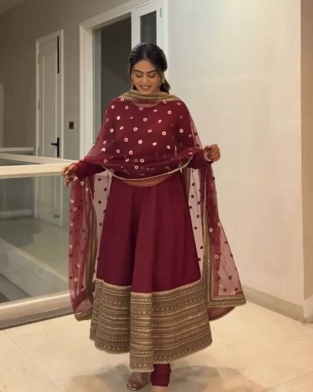 Jahnvi Maroon Magic Anarkali Set