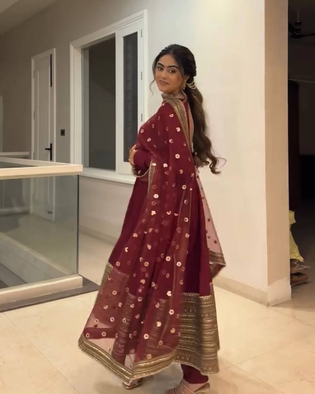 Jahnvi Maroon Magic Anarkali Set