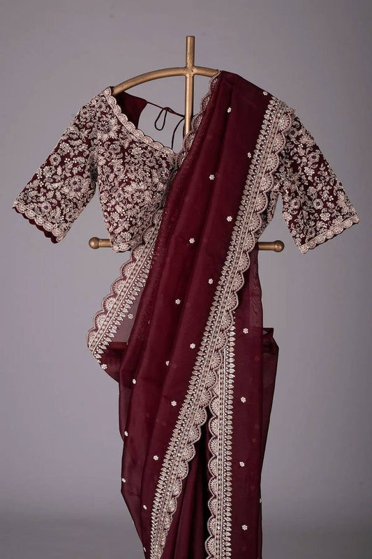 Shimmering in Maroon Grace Saree