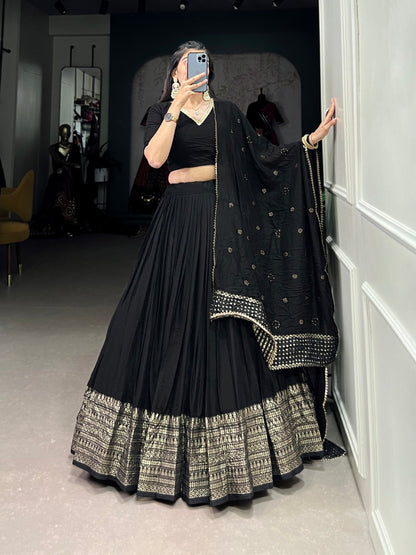 Palanquin Elegance Pure Chanderi Plain Lehenga Choli