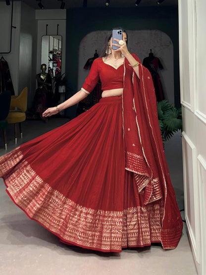 Palanquin Elegance Pure Chanderi Plain Lehenga Choli