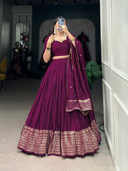 Palanquin Elegance Pure Chanderi Plain Lehenga Choli