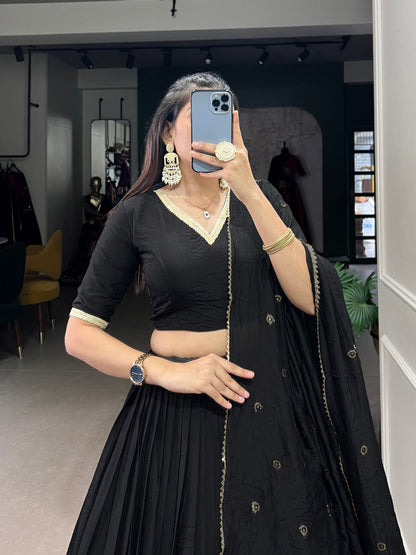 Palanquin Elegance Pure Chanderi Plain Lehenga Choli