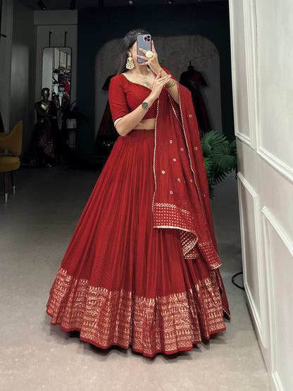Palanquin Elegance Pure Chanderi Plain Lehenga Choli