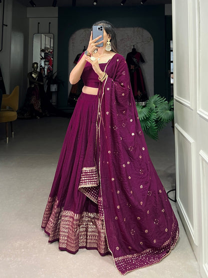 Palanquin Elegance Pure Chanderi Plain Lehenga Choli