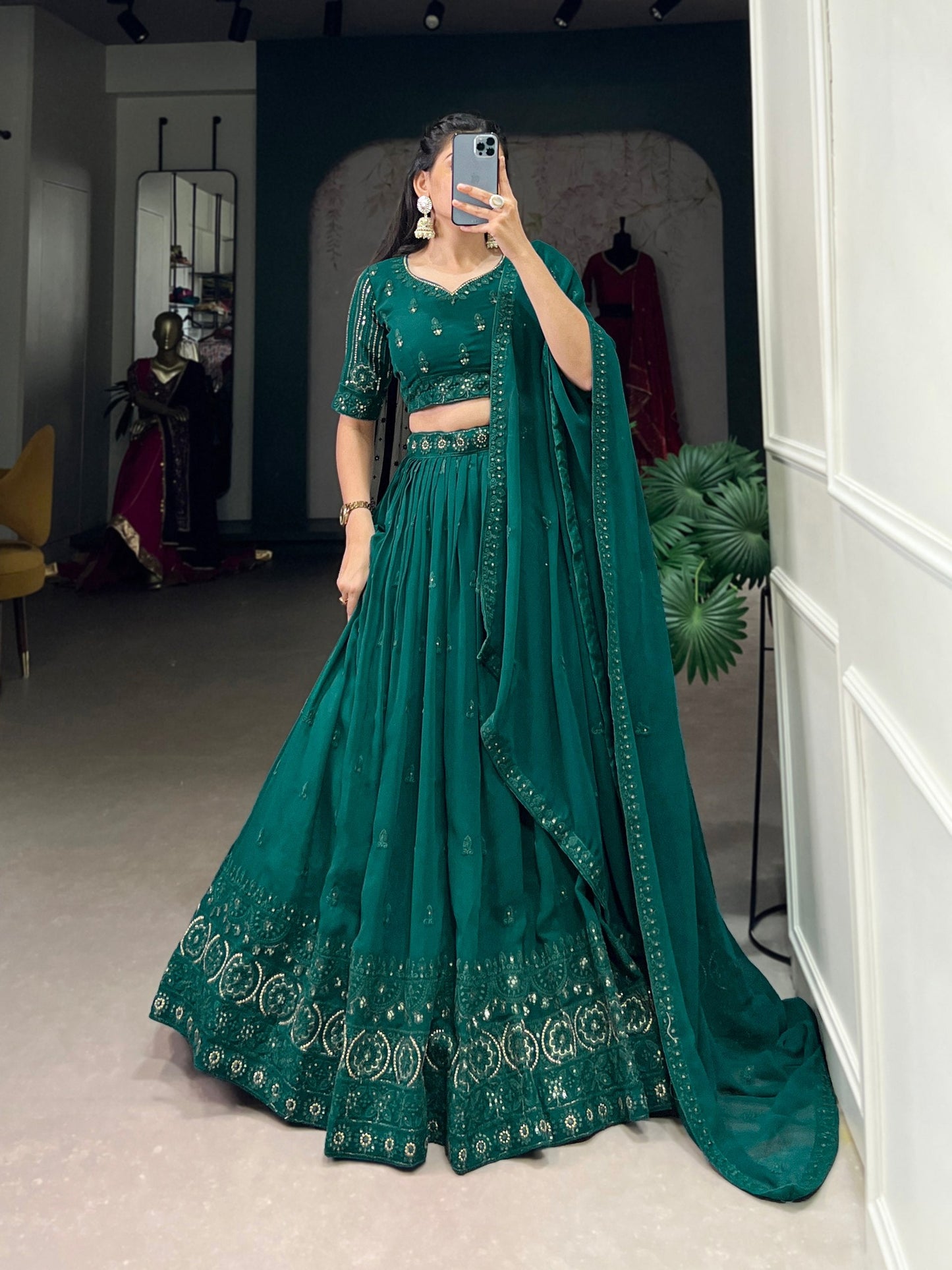 Trisha Green Georgette Lehenga Choli