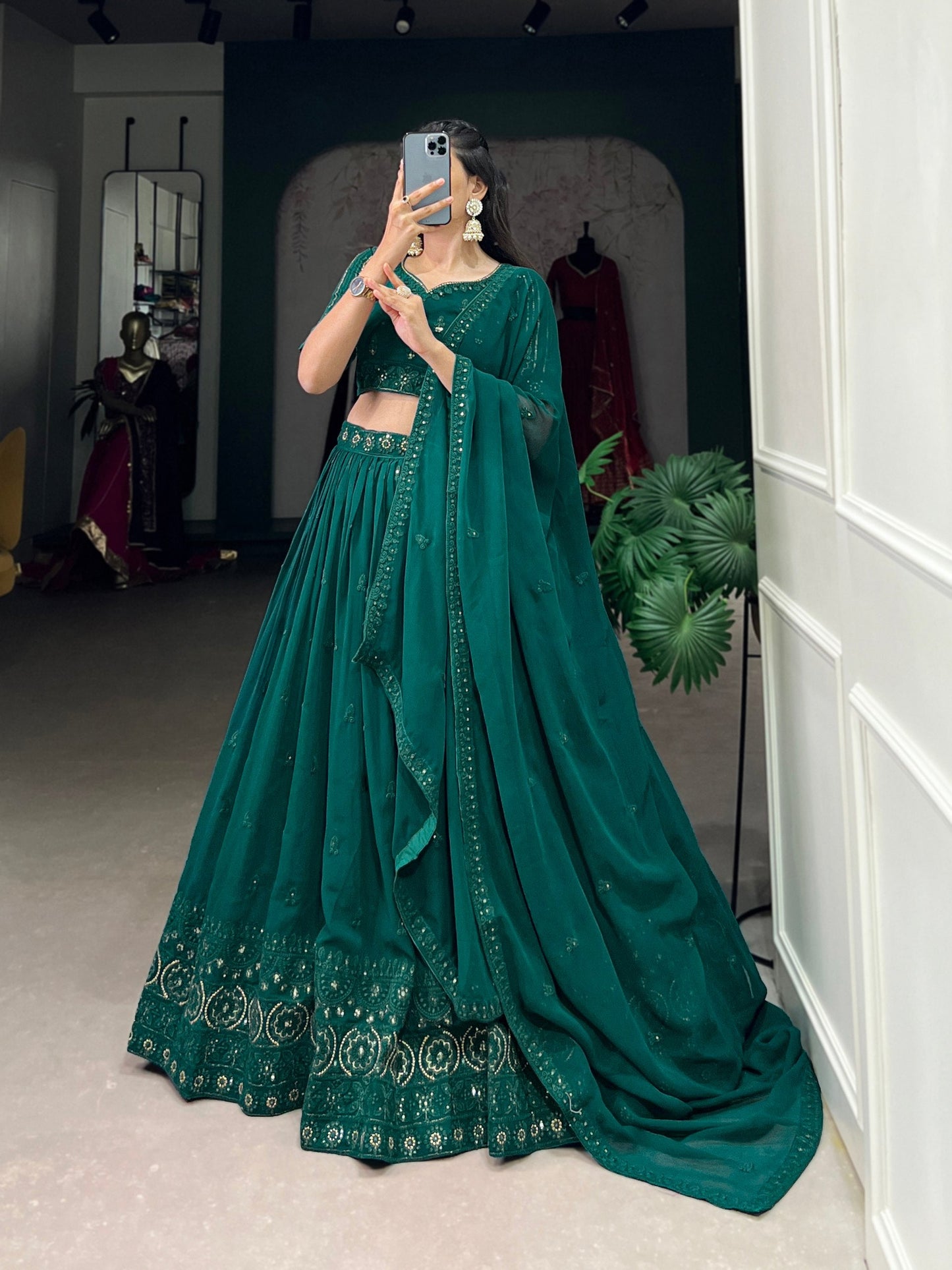 Trisha Green Georgette Lehenga Choli