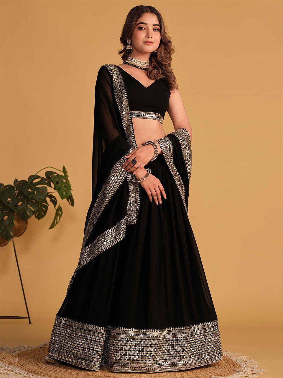Black Colored Traditional Lehenga Choli