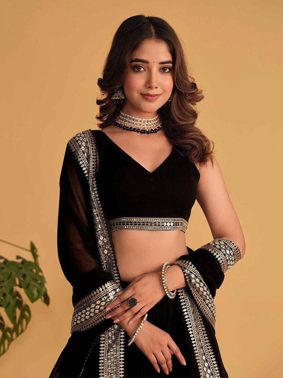 Black Colored Traditional Lehenga Choli