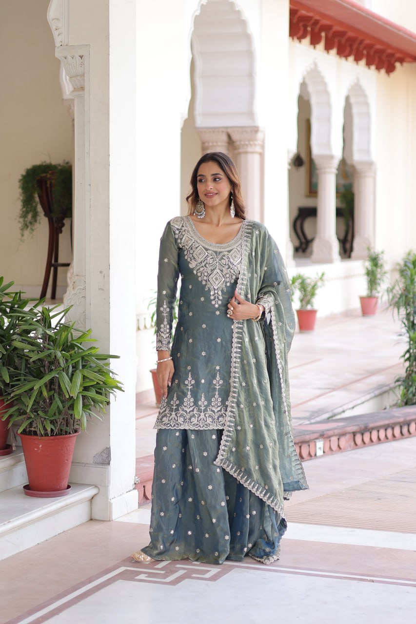 Kashvi Hand Sequins Embroidered Sharara Set