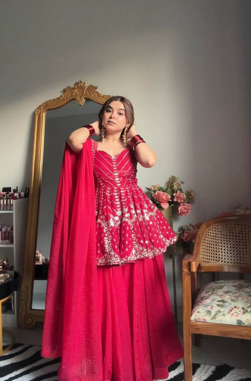 Amayra Pink Wedding Wear Sharara Set