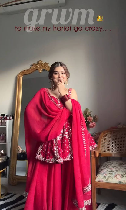 Amayra Pink Wedding Wear Sharara Set