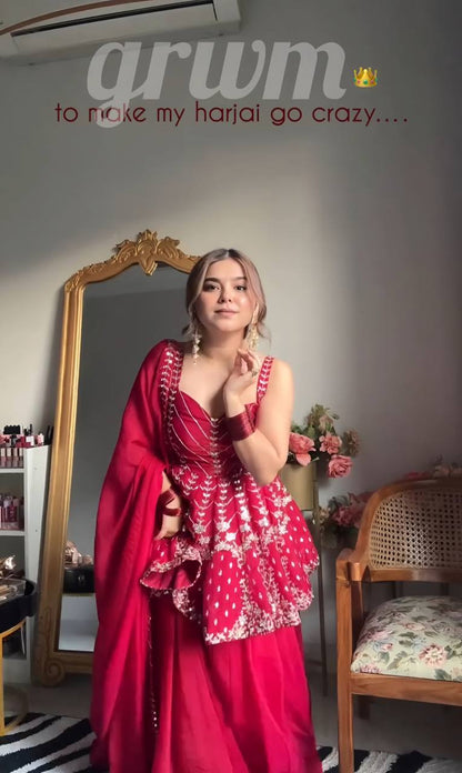 Amayra Pink Wedding Wear Sharara Set