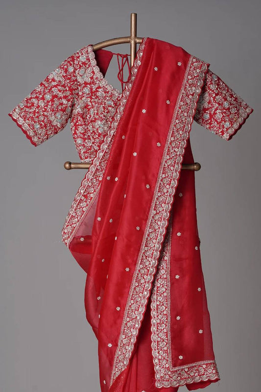 Shimmering in Red Grace Saree