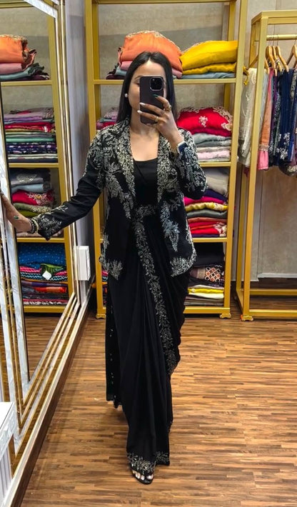 Ethereal Drapes and Timeless Grace  The Art of the Shrug Saree