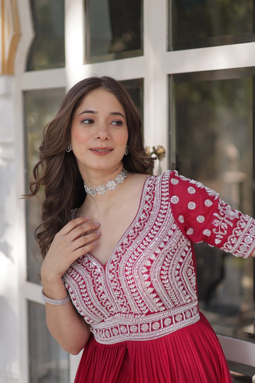 Shivanjali Lehenga With Readymade Slit Cut Long Kurti Set