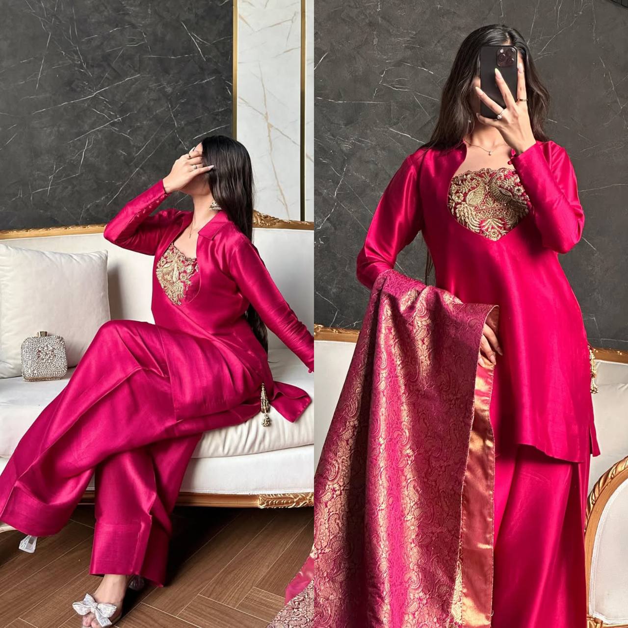 Tasneem Malay Satin Silk Farshi Salwar Suit Set