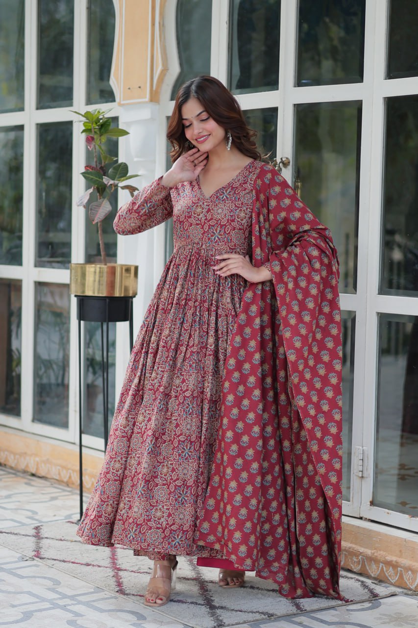 Kiyana Pure Cotton Anarkali Suit