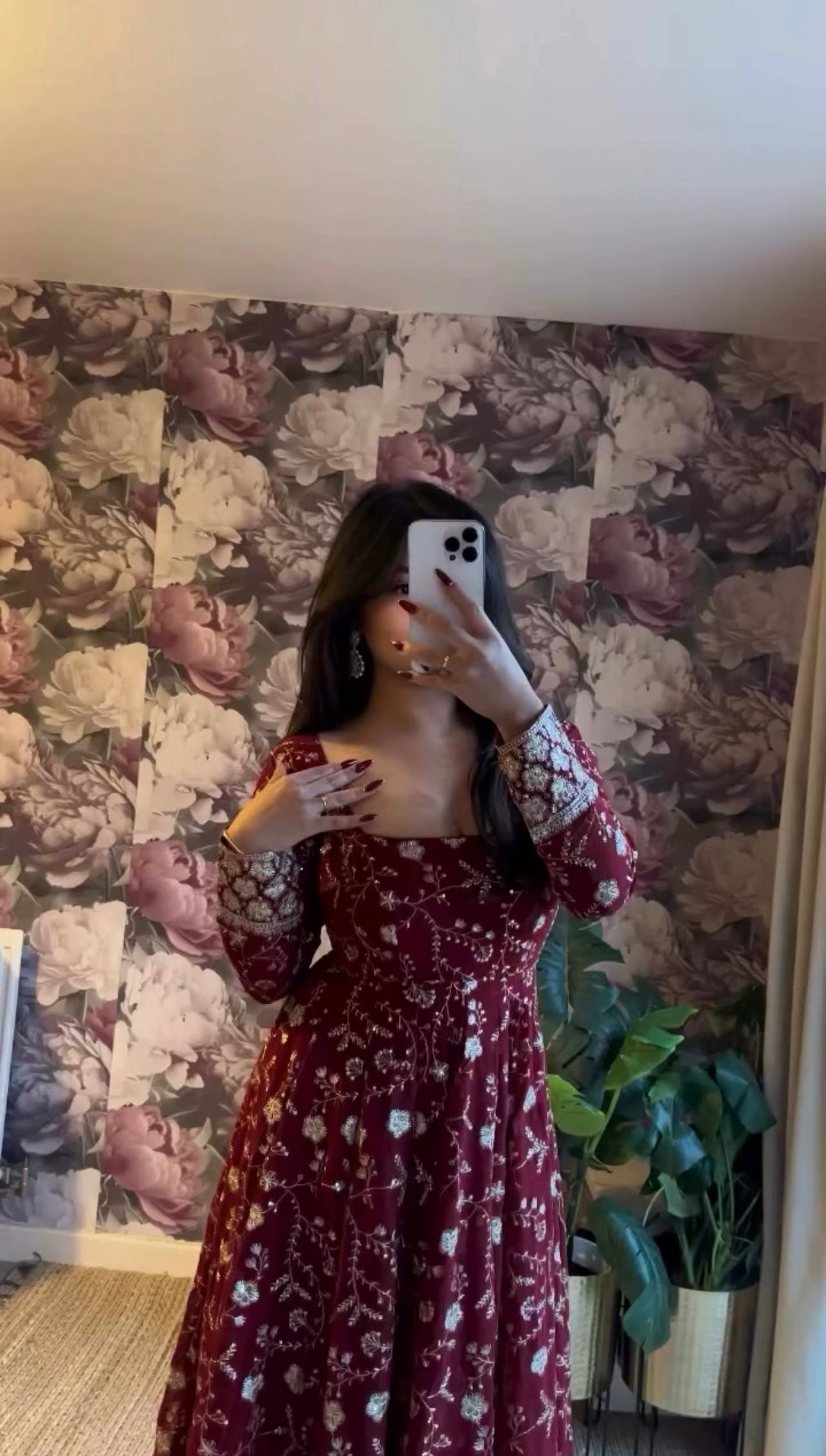 Lara Luxe Floral Threadwork Anarkali Set with Dupatta