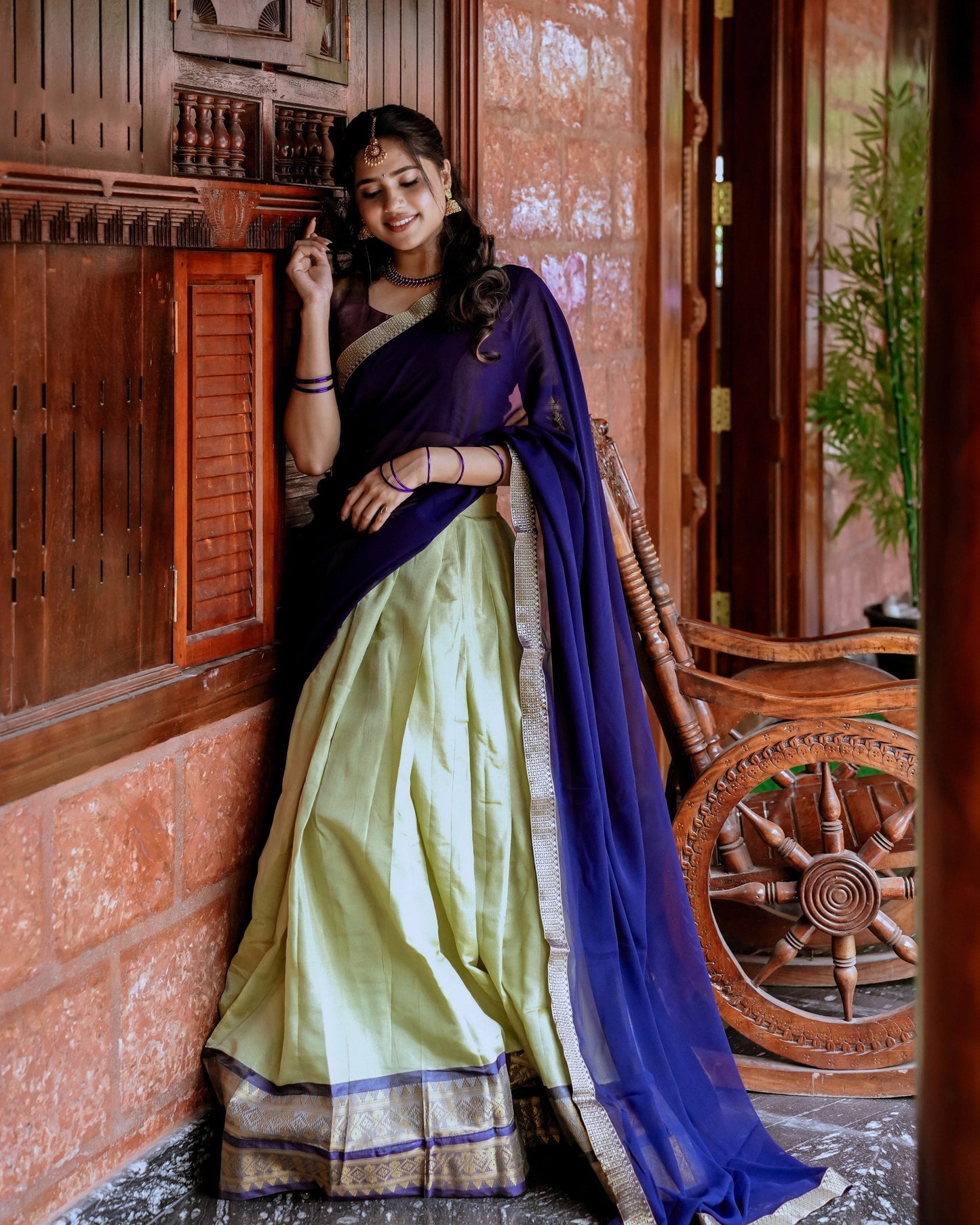 Celestial Charm Midnight Blue & Pistachio Designer Lehenga Choli