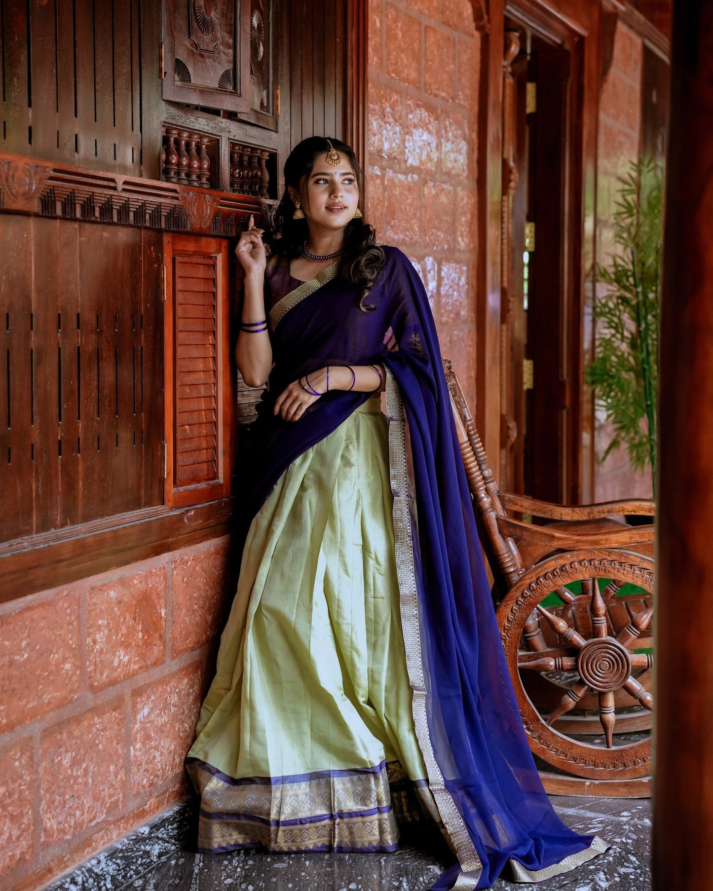 Celestial Charm Midnight Blue & Pistachio Designer Lehenga Choli