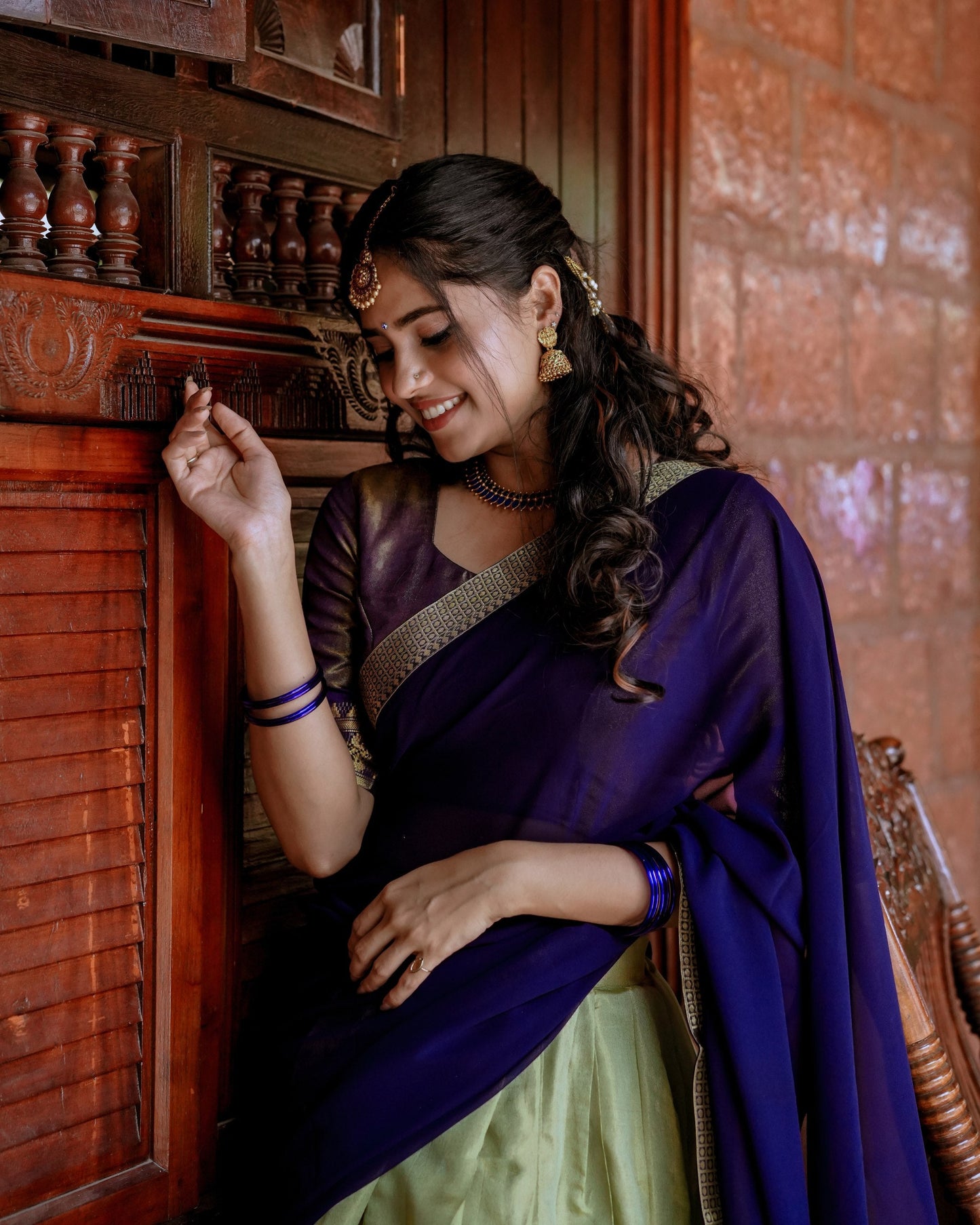 Celestial Charm Midnight Blue & Pistachio Designer Lehenga Choli