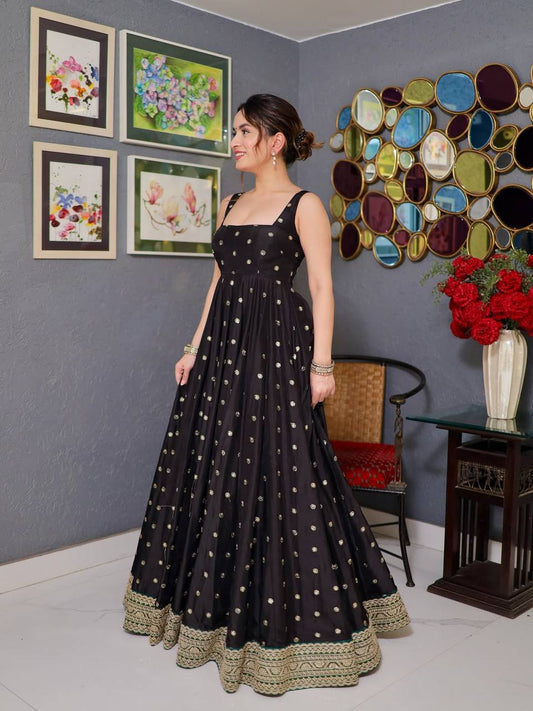 The Kiara Charm Dazzling Black Anarkali