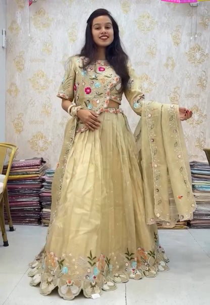 New Designer Pastel Bloom Heavy Embroidery Lehenga Set