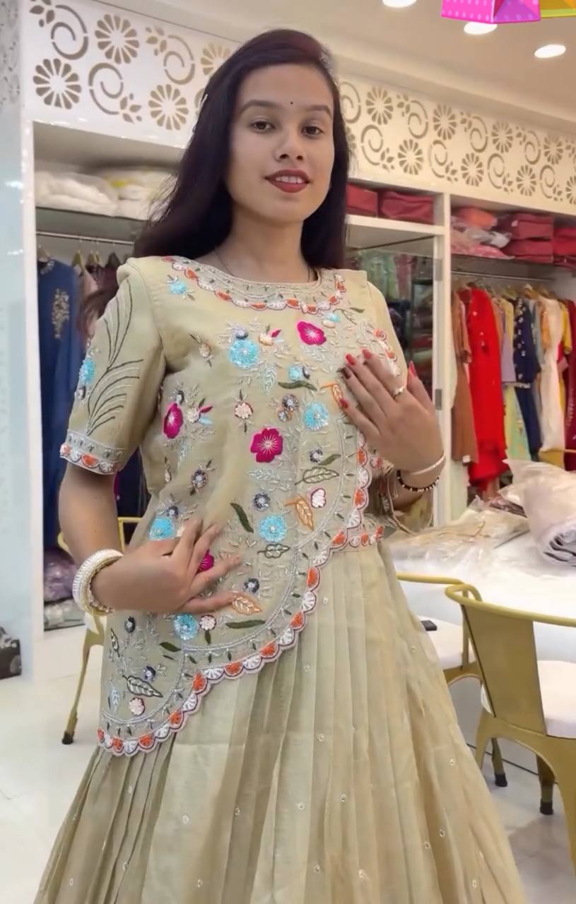 New Designer Pastel Bloom Heavy Embroidery Lehenga Set