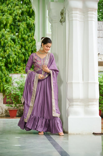 Garden of Serenity Lavender & Green Anarkali Gown