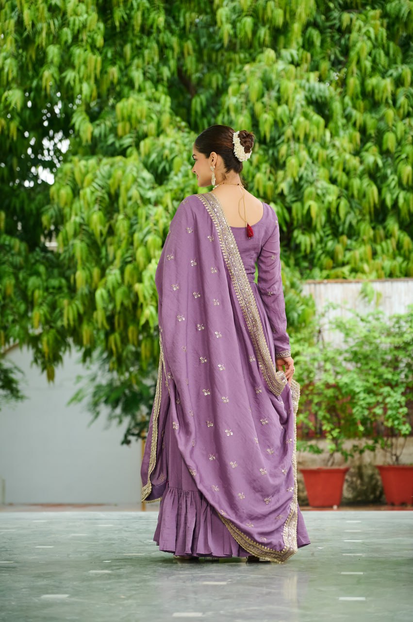 Garden of Serenity Lavender & Green Anarkali Gown