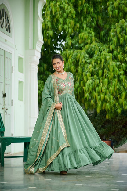 Garden of Serenity Lavender & Green Anarkali Gown