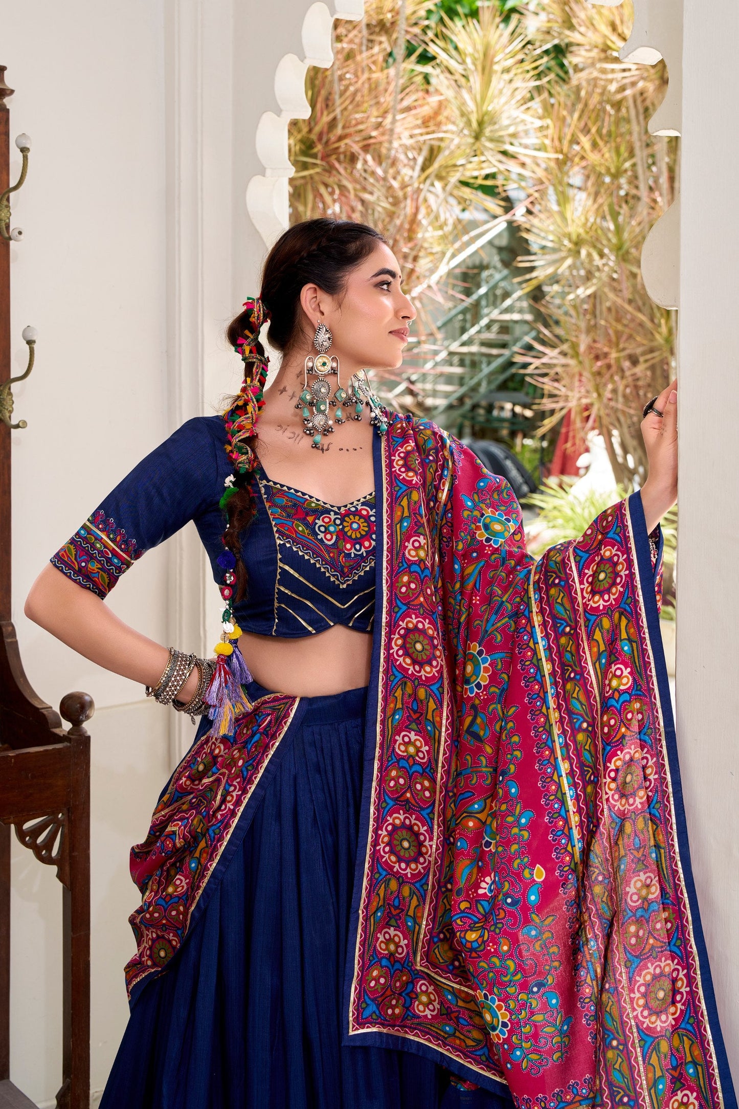 Naira’s Navratri Muse tradition Mirror work lehenga Choli