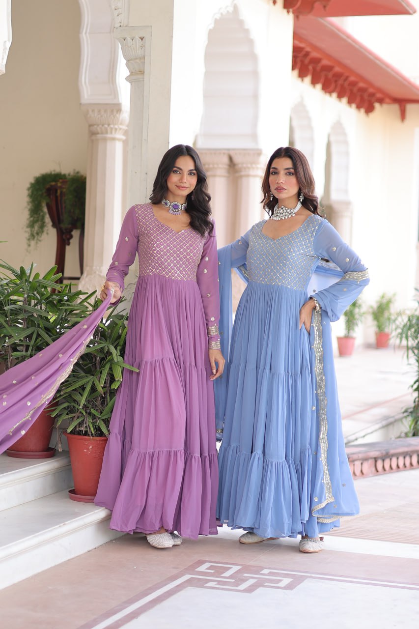 Yatika Soft Georgette Tiered Anarkali Gown