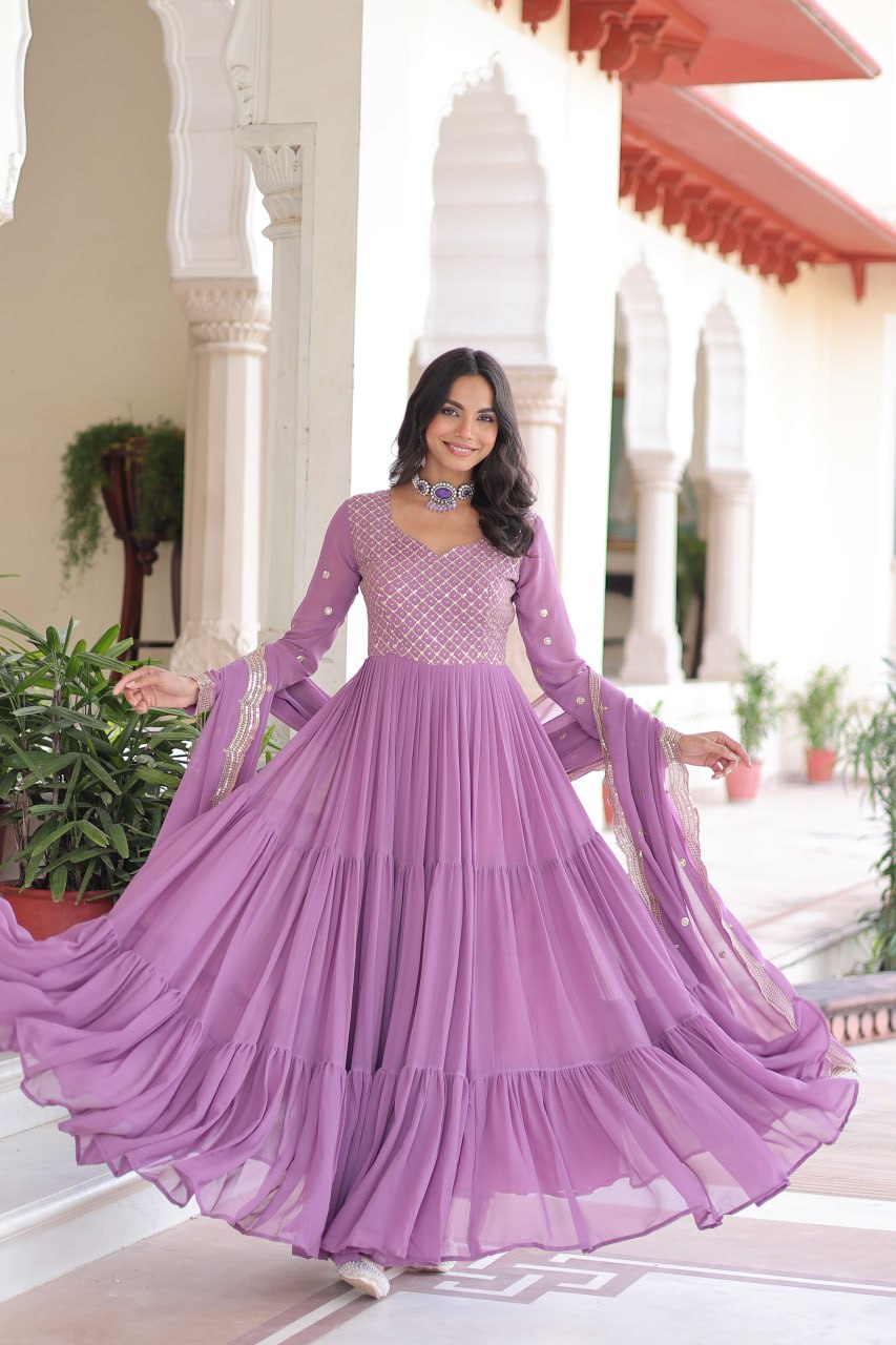 Yatika Soft Georgette Tiered Anarkali Gown