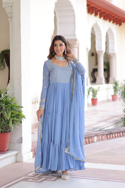 Yatika Soft Georgette Tiered Anarkali Gown