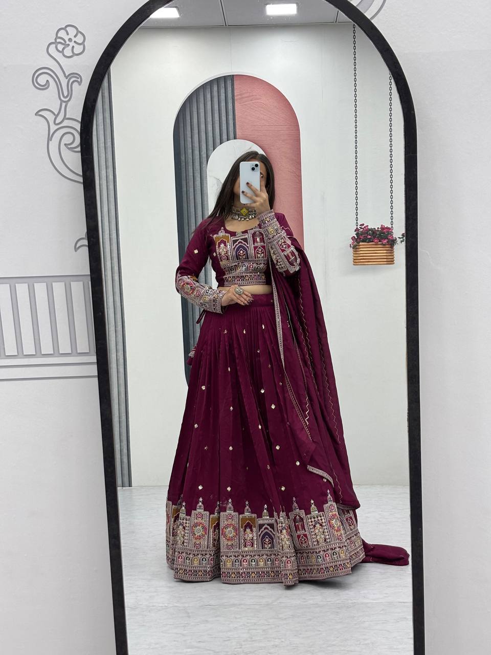 Kiara Pure Vichitra Lehenga with Coading Sequence Work Dupatta