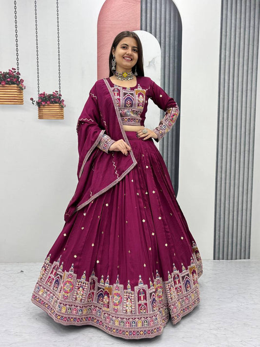 Kiara Pure Vichitra Lehenga with Coading Sequence Work Dupatta