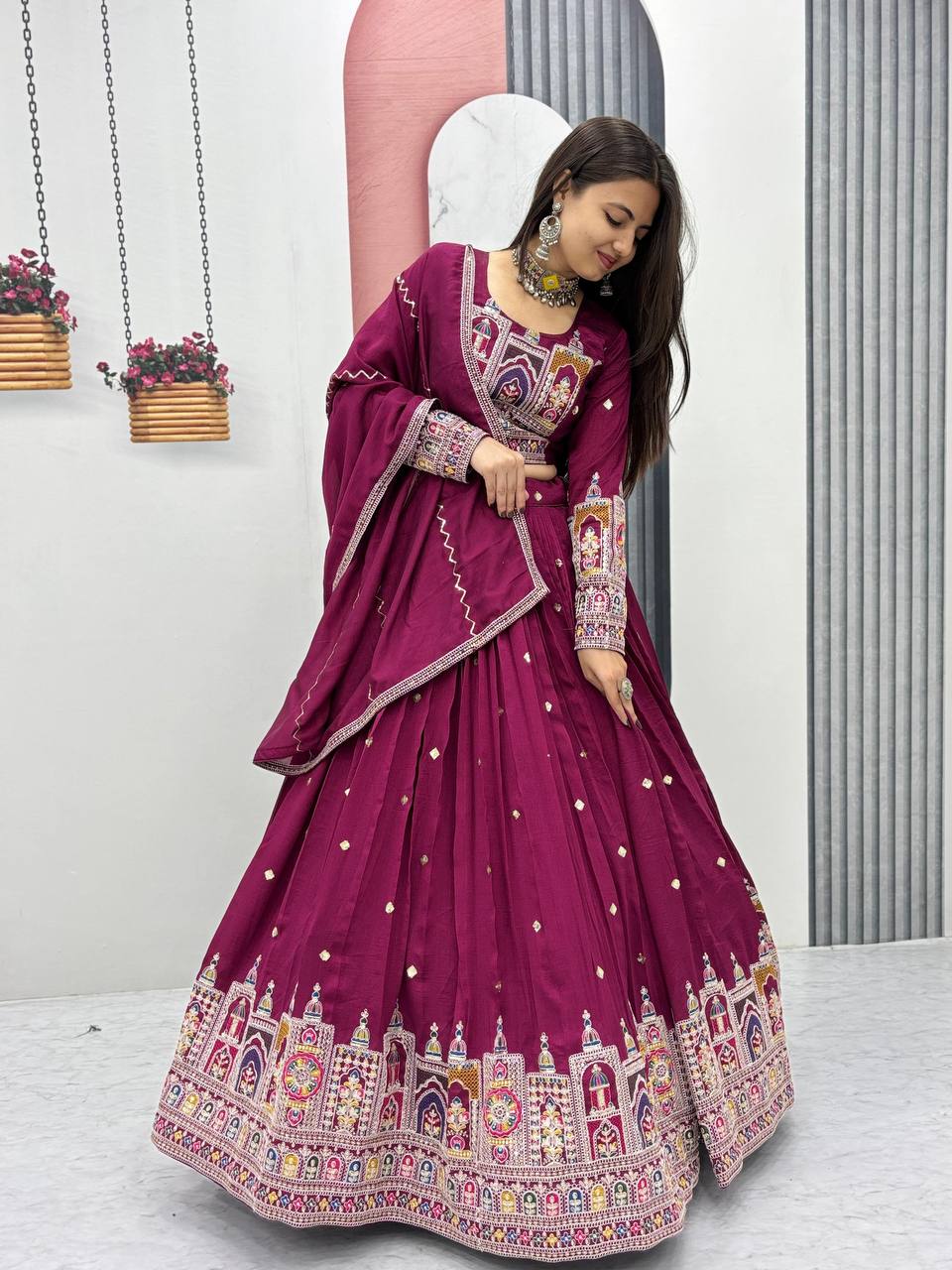 Kiara Pure Vichitra Lehenga with Coading Sequence Work Dupatta