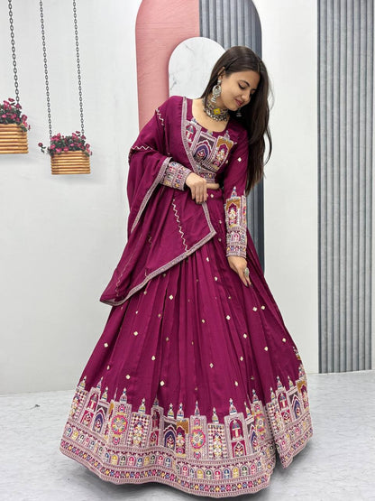 Kiara Pure Vichitra Lehenga with Coading Sequence Work Dupatta