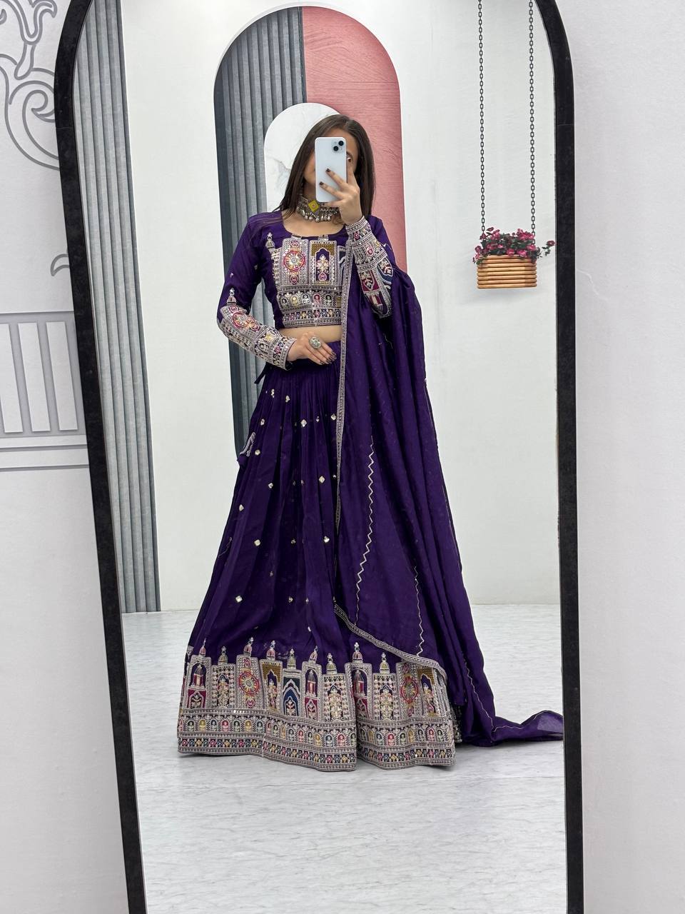 Kiara Pure Vichitra Lehenga with Coading Sequence Work Dupatta
